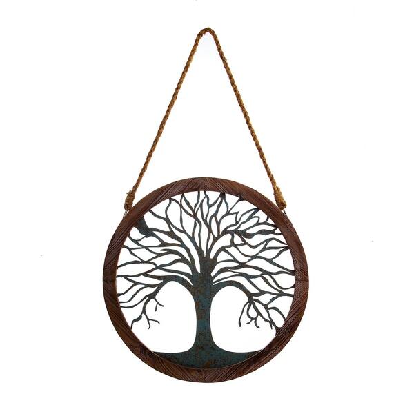 Shop Rustic Round Wood And Patina Decorative Tree Wall Decor