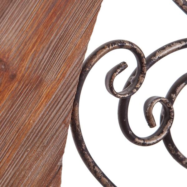 Shop Rustic Round Wood And Metal Decorative Scroll Wall Decor