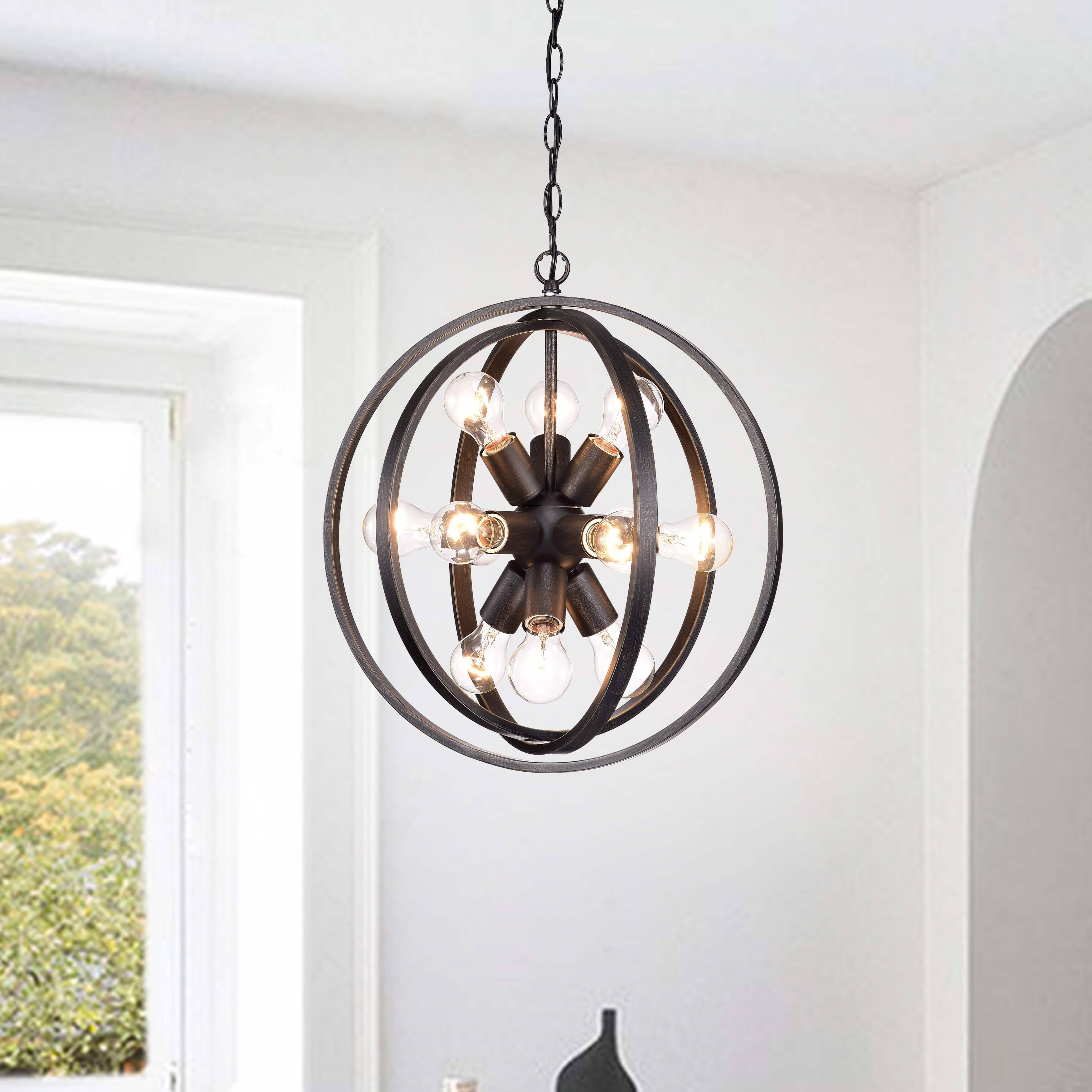 Benita 12-light Iron Orb Chandelier in Antique Black Finish - Chandeliers For Bedrooms by Overstock.com