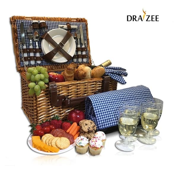 Picnic Basket Set For 4 Person Folding Table Picnic Basket Set For 4 Person Folding Table
