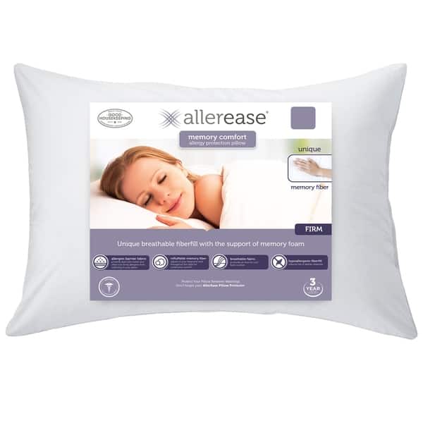 Shop Allerease Custom Comfort Memory Fiber Pillow White Free