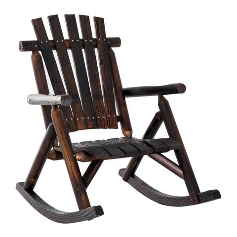 Outsunny Fir Wood Rustic Outdoor Patio Adirondack Rocking Chair Furniture