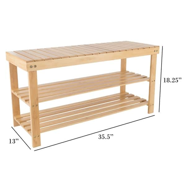 Shop Black Friday Deals On 2 Tier Bamboo Shoe Rack Bench Storage Organizer 2 Tier Overstock 22256513