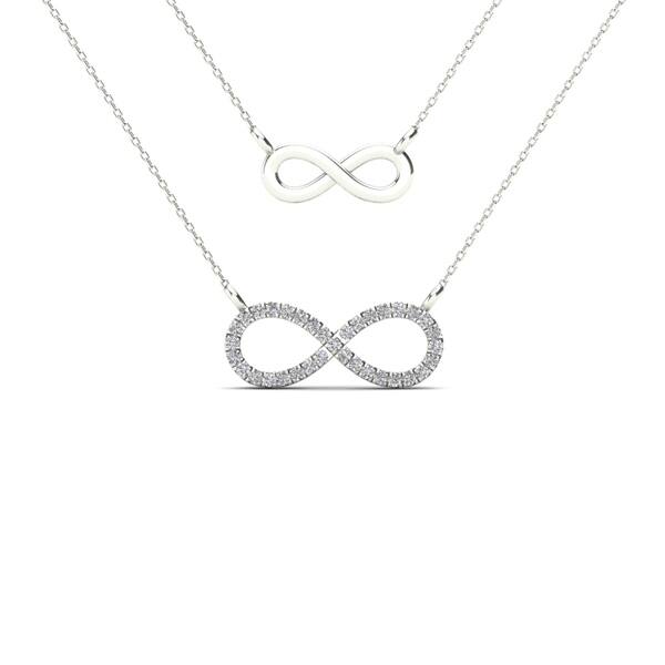 Aalilly 10k White Gold 1 10ct Tdw Diamond Double Strand Infinity Necklace H I I1 I2 On Sale Overstock 22256546