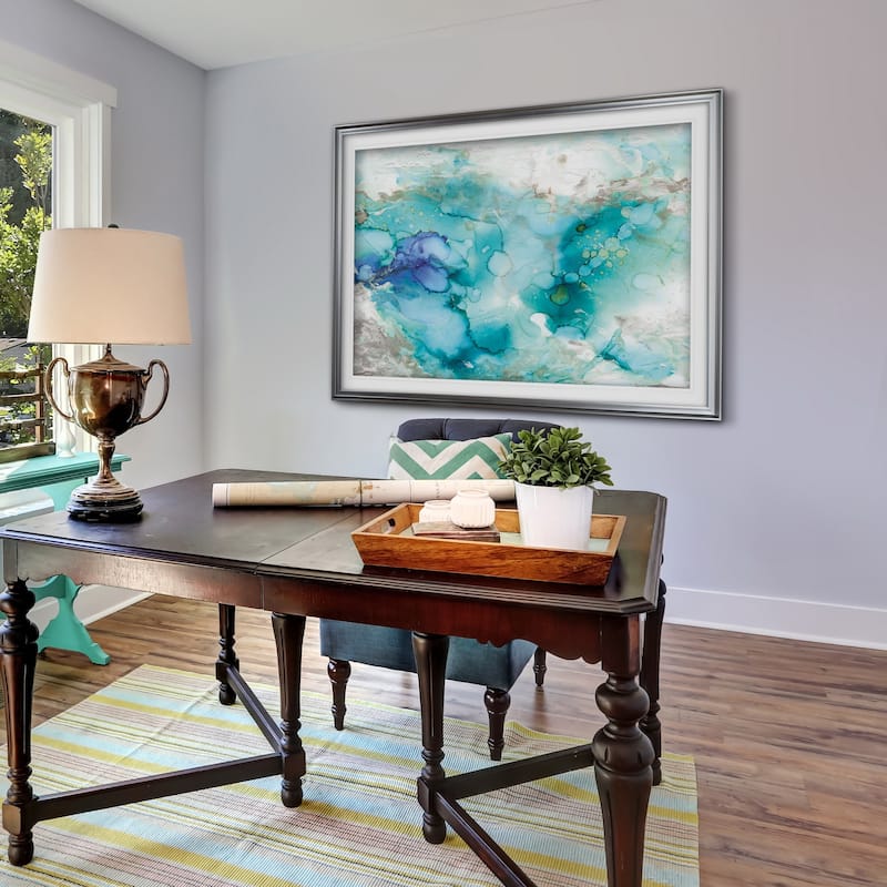 Teal Marble-Premium Framed Print - grey, yellow, blue, green, white, black, red