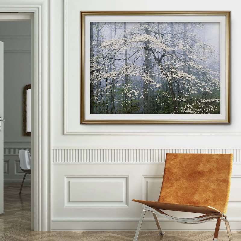 Jones _ Dogwood Canopy-Premium Framed Print - blue, green, white, black, red, grey, yellow,