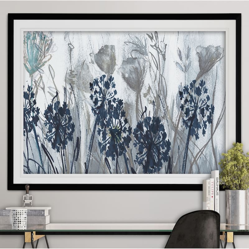 Indigo Field-Premium Framed Print - grey, yellow, blue, green, white, black, red