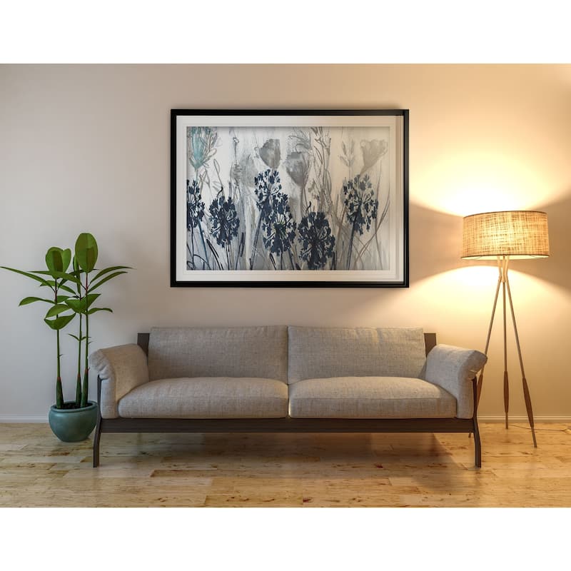 Indigo Field-Premium Framed Print - grey, yellow, blue, green, white, black, red