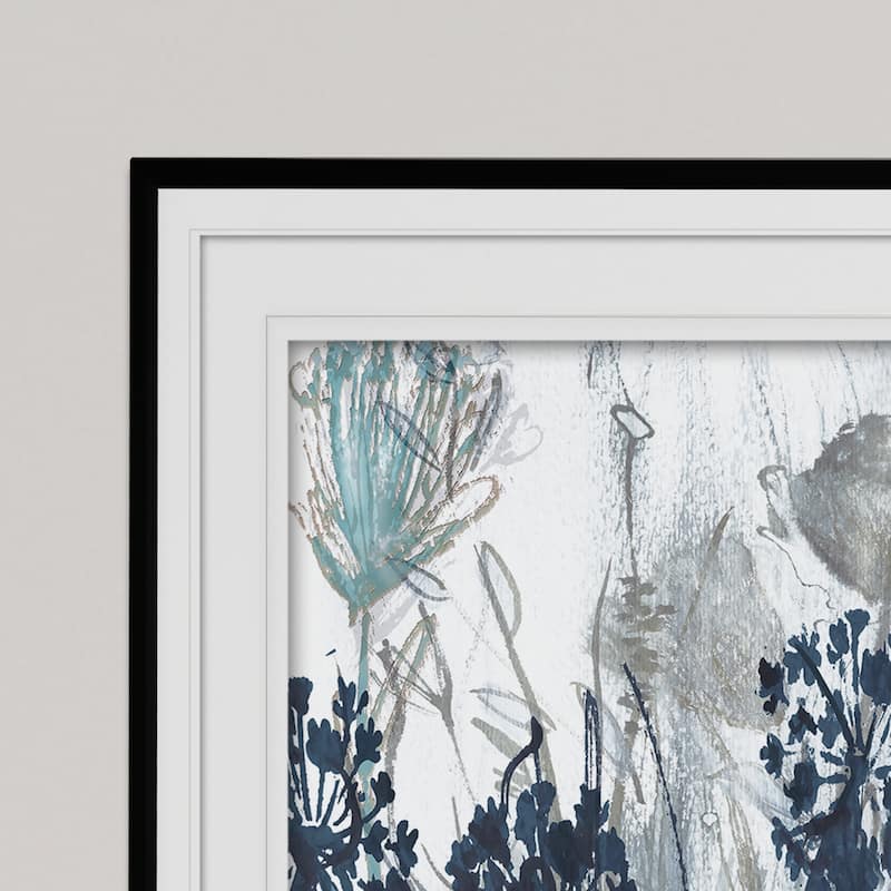 Indigo Field-Premium Framed Print - grey, yellow, blue, green, white, black, red