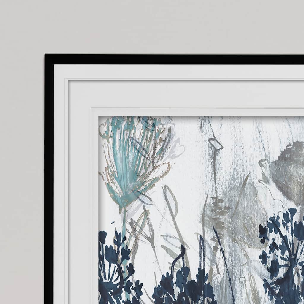 Indigo Field-Premium Framed Print - grey, yellow, blue, green, white, black, red