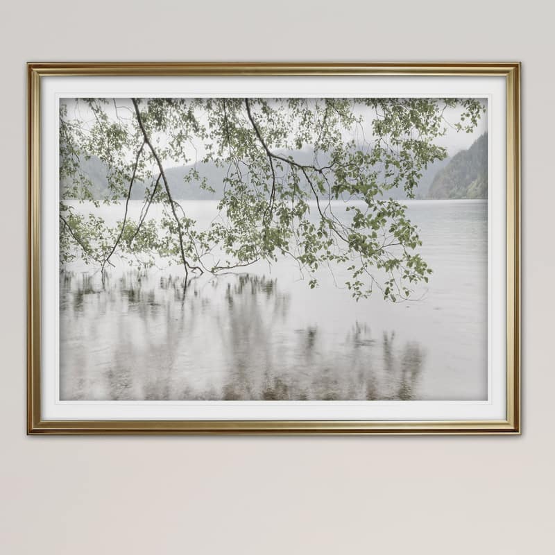 Lake Crescent Rainy Day-Premium Framed Print