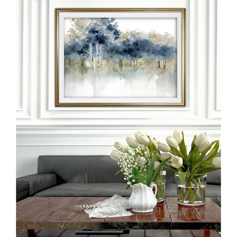 Waters Edge I-Premium Framed Print - grey, yellow, blue, green, white, black, red