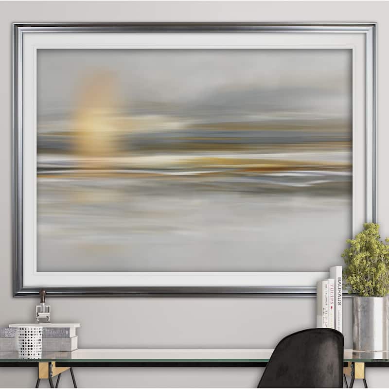 Soft Sea-Premium Framed Print - grey, yellow, blue, green, white, black, red