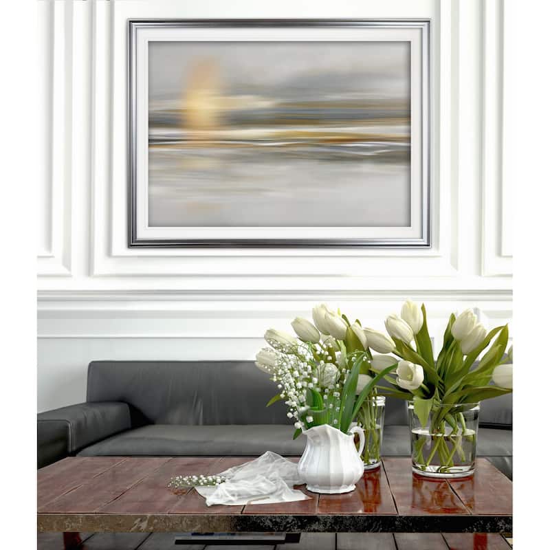 Soft Sea-Premium Framed Print - grey, yellow, blue, green, white, black, red