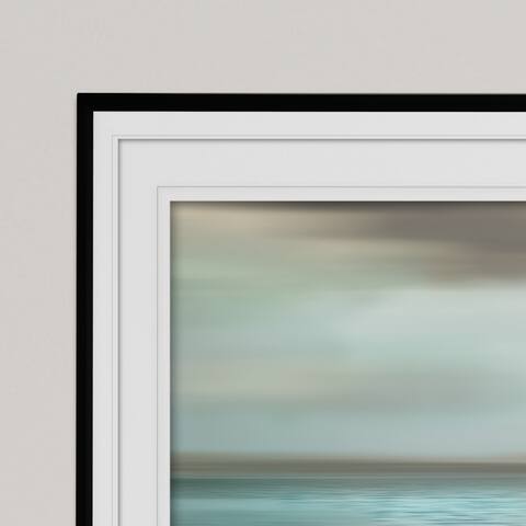 Shimmering Sea-Premium Framed Print - grey, yellow, blue, green, white, black, red