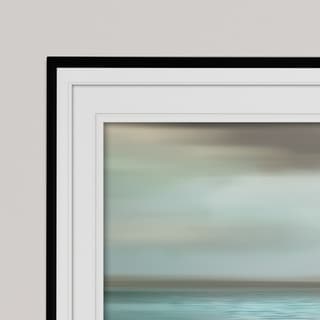 Shimmering Sea-Premium Framed Print - grey, yellow, blue, green, white, black, red