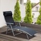 Outsunny Steel Sling Fabric Outdoor Folding Chaise Lounge Chair Recliner - Black - Thumbnail 1