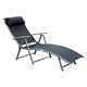 Outsunny Steel Sling Fabric Outdoor Folding Chaise Lounge Chair Recliner - Black - Thumbnail 0