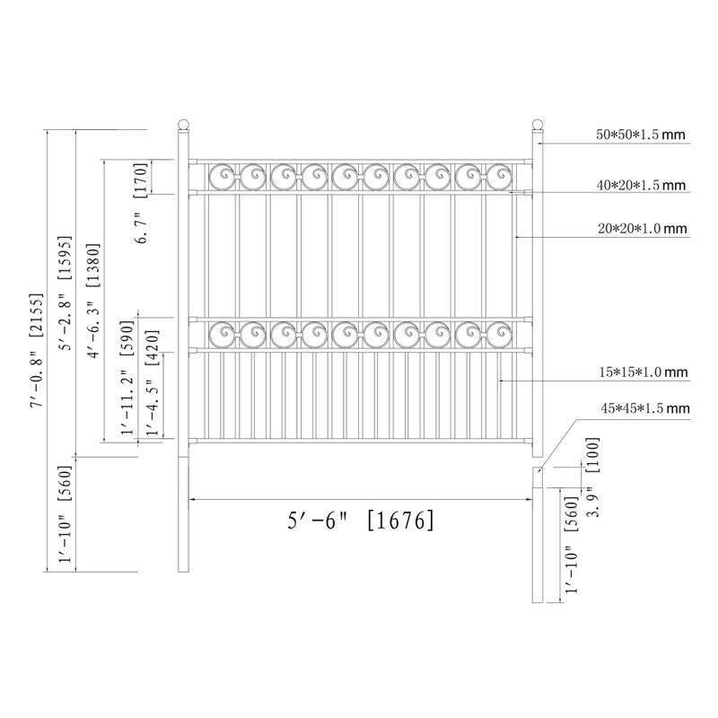 ALEKO DIY Garden Yard Privacy Steel Fence Panel 5.5'x5' Paris Style
