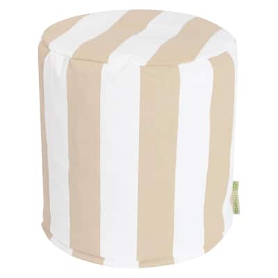 Majestic Home Goods Vertical Stripe Indoor / Outdoor Ottoman Pouf 16" L x 16" W x 17" H