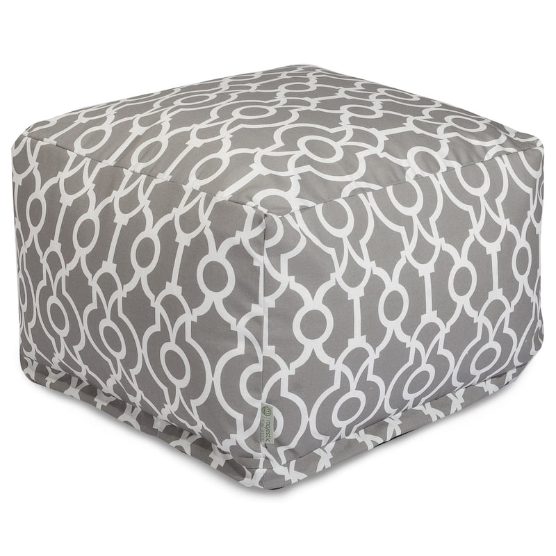 Majestic Home Goods Indoor Outdoor Athens Ottoman Pouf 27 in L x 27 in W x 17 in H - Gray