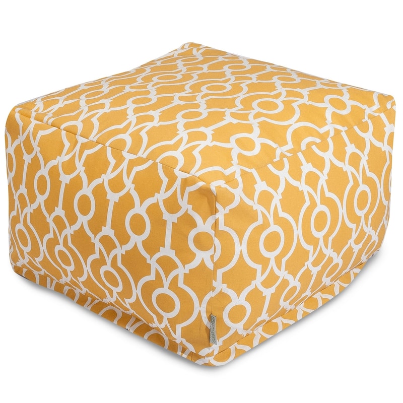 Majestic Home Goods Indoor Outdoor Athens Ottoman Pouf 27 in L x 27 in W x 17 in H - Citrus