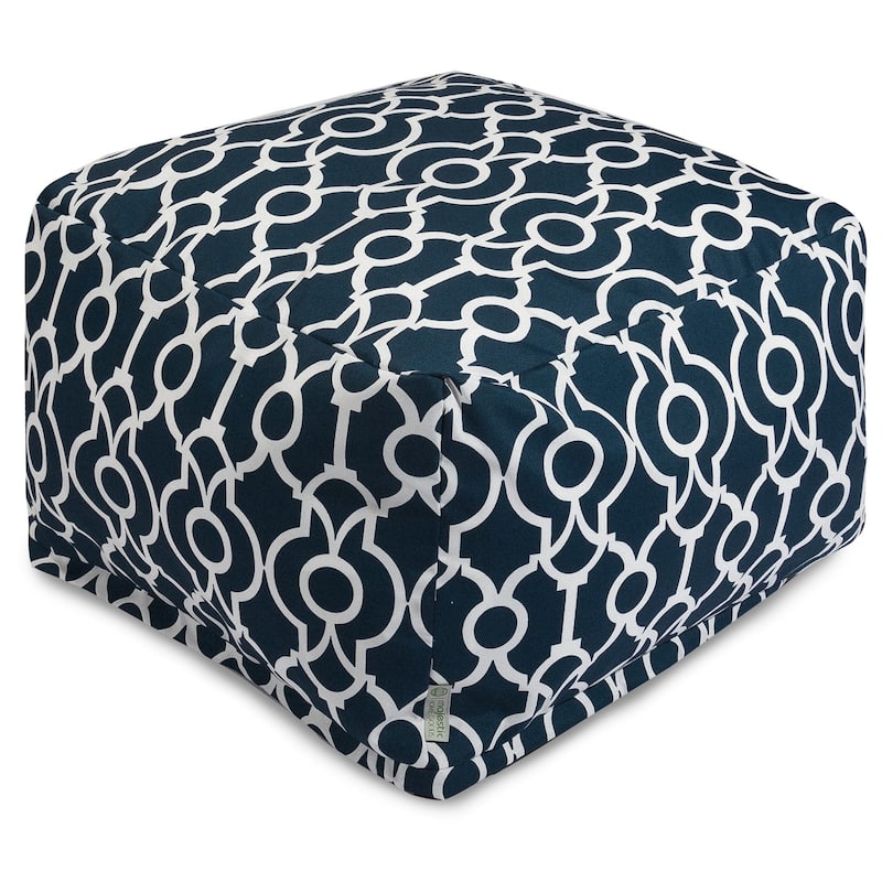 Majestic Home Goods Indoor Outdoor Athens Ottoman Pouf 27 in L x 27 in W x 17 in H - Navy