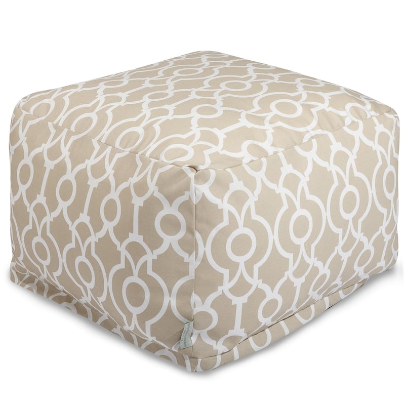Majestic Home Goods Indoor Outdoor Athens Ottoman Pouf 27 in L x 27 in W x 17 in H - Sand