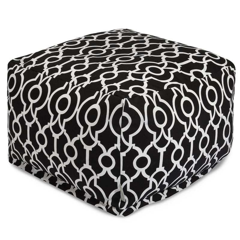 Majestic Home Goods Indoor Outdoor Athens Ottoman Pouf 27 in L x 27 in W x 17 in H - Black
