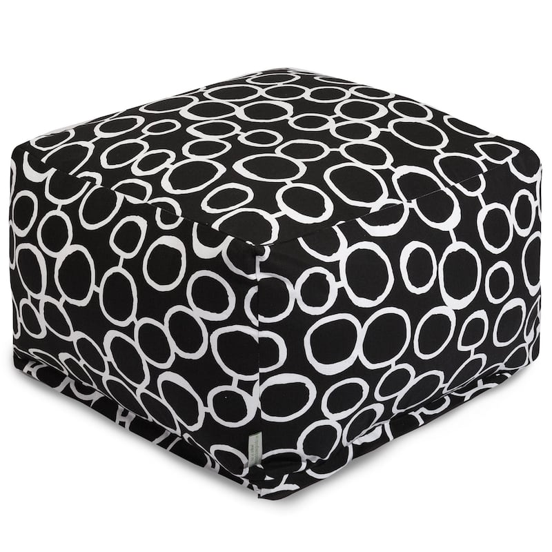 Majestic Home Goods Indoor Fusion Cotton Ottoman Pouf 27 in L x 27 in W x 17 in H - Black