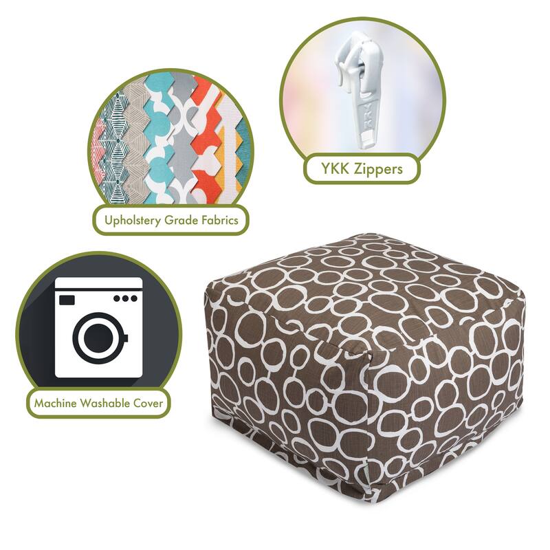 Majestic Home Goods Indoor Fusion Cotton Ottoman Pouf 27 in L x 27 in W x 17 in H