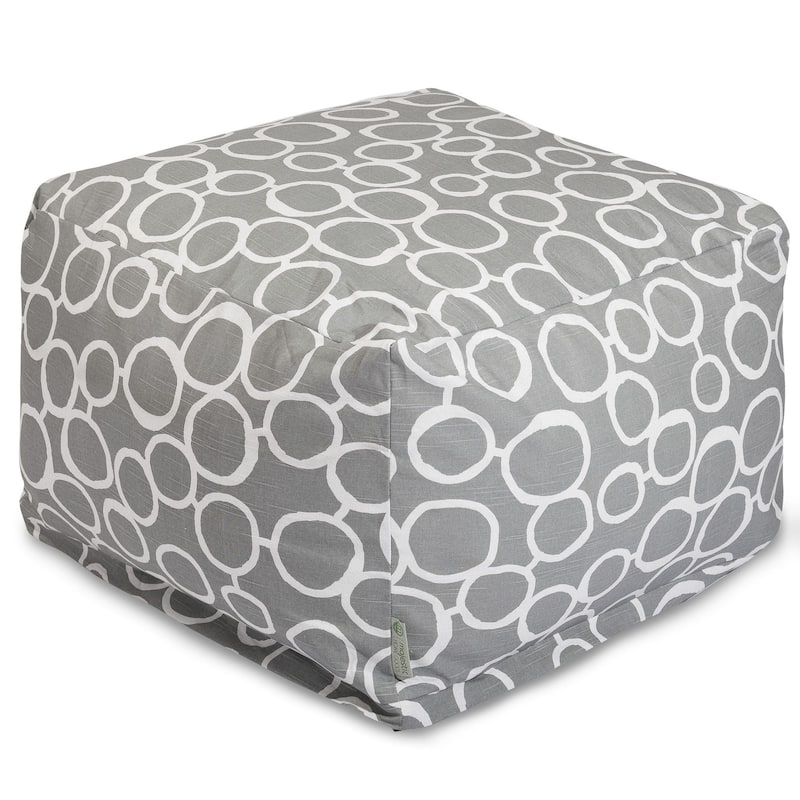 Majestic Home Goods Indoor Fusion Cotton Ottoman Pouf 27 in L x 27 in W x 17 in H - Gray