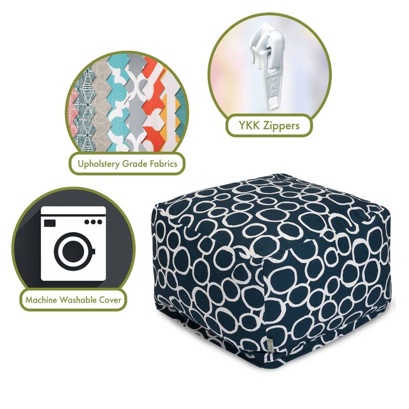 Majestic Home Goods Indoor Fusion Cotton Ottoman Pouf 27 in L x 27 in W x 17 in H