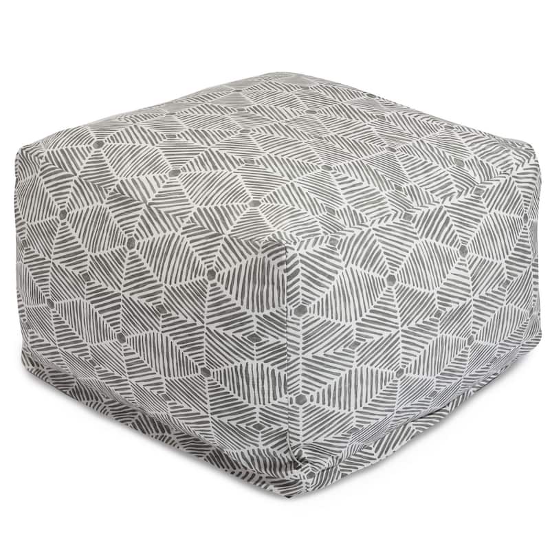 Majestic Home Goods Indoor Charlie Cotton Ottoman Pouf 27 in L x 27 in W x 17 in H - Gray