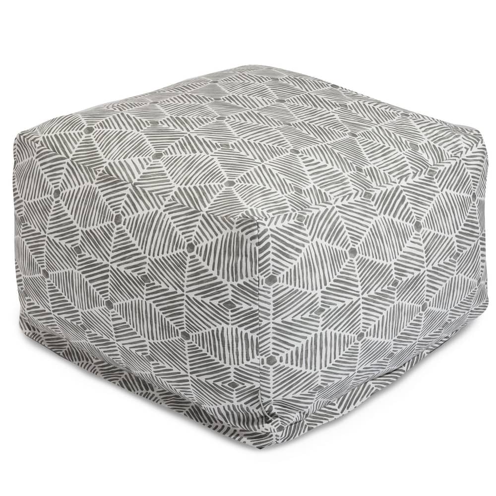 Majestic Home Goods Indoor Charlie Cotton Ottoman Pouf 27 in L x 27 in W x 17 in H