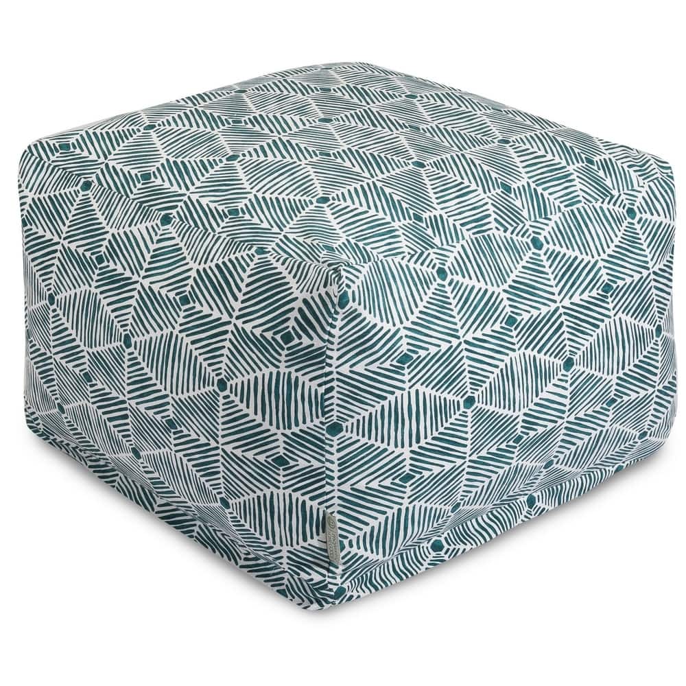Majestic Home Goods Indoor Charlie Cotton Ottoman Pouf 27 in L x 27 in W x 17 in H