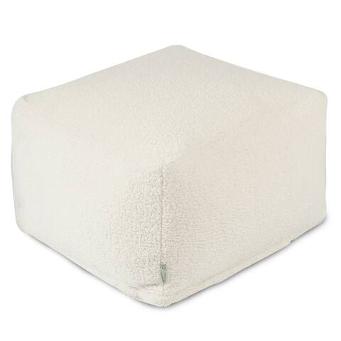 Majestic Home Goods Indoor Cream Sherpa Ottoman Pouf 27 in L x 27 in W x 17 in H