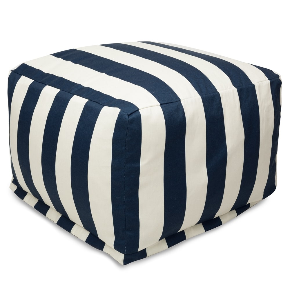 Majestic Home Goods Vertical Stripe Ottoman Outdoor Indoor