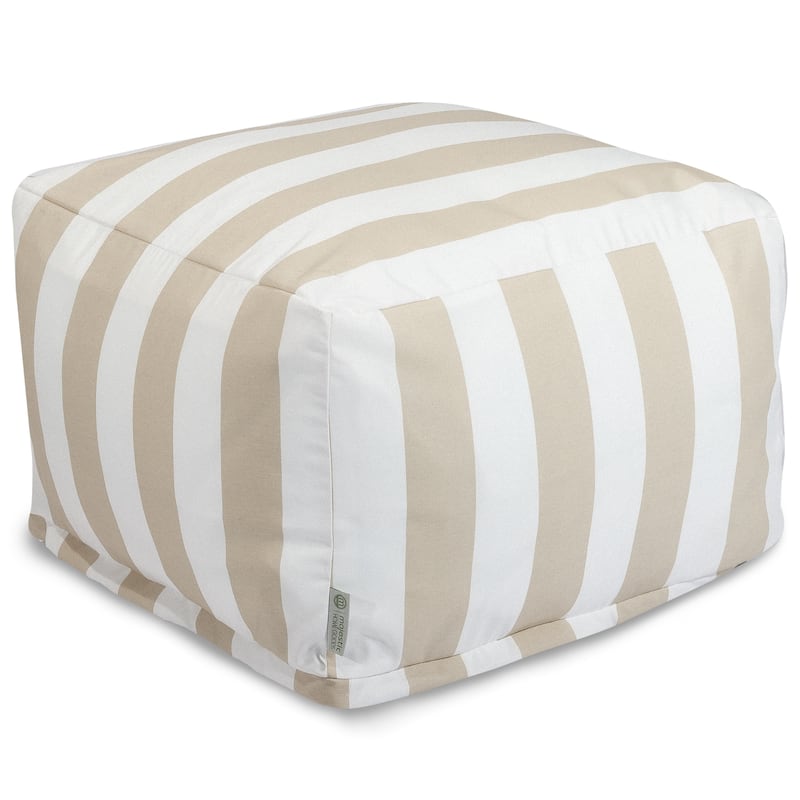 Majestic Home Goods Vertical Stripe Ottoman Outdoor Indoor - SAND