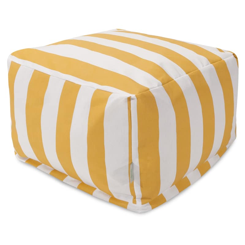 Majestic Home Goods Vertical Stripe Ottoman Outdoor Indoor - Yellow