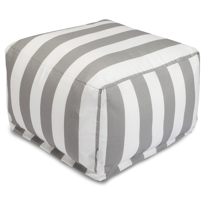 Majestic Home Goods Vertical Stripe Ottoman Outdoor Indoor - gray