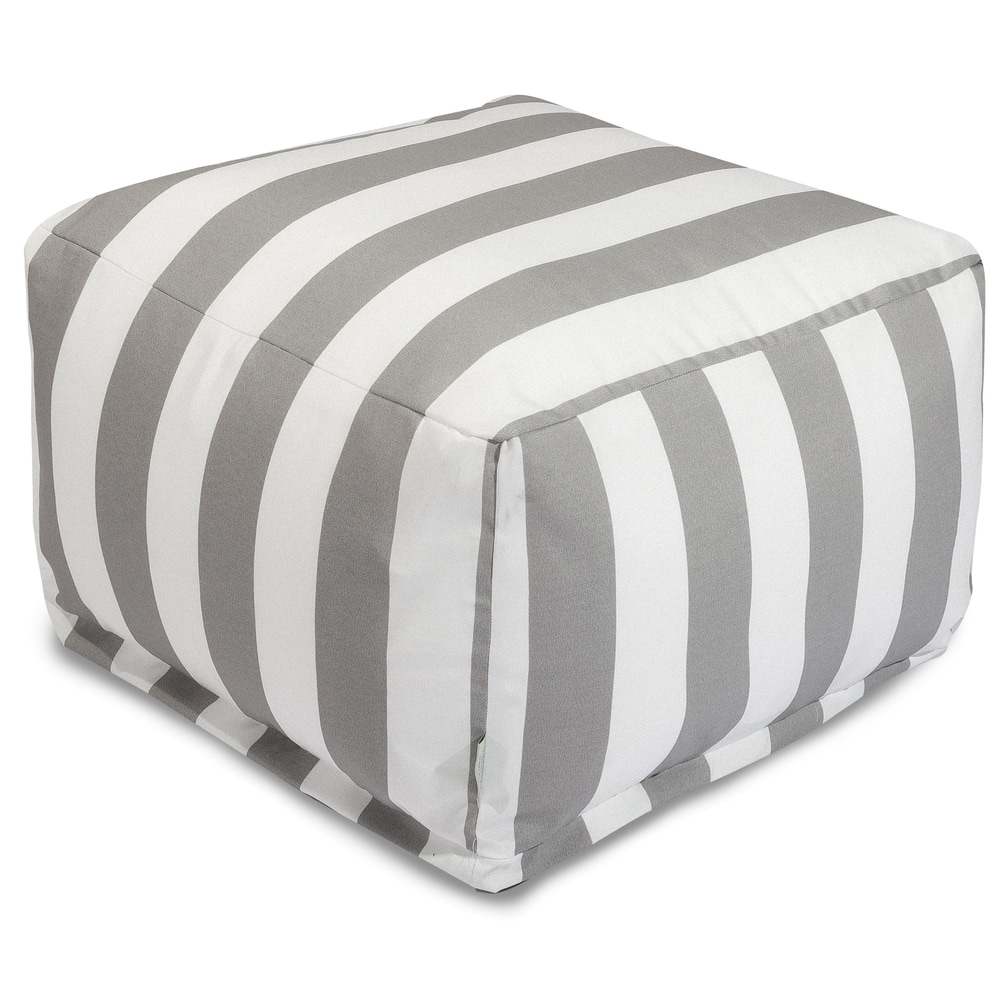 Majestic Home Goods Vertical Stripe Ottoman Outdoor Indoor