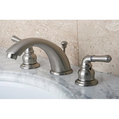 Kingston Brass Brushed Nickel Drip-Free Widespread Bathroom Faucet - satin