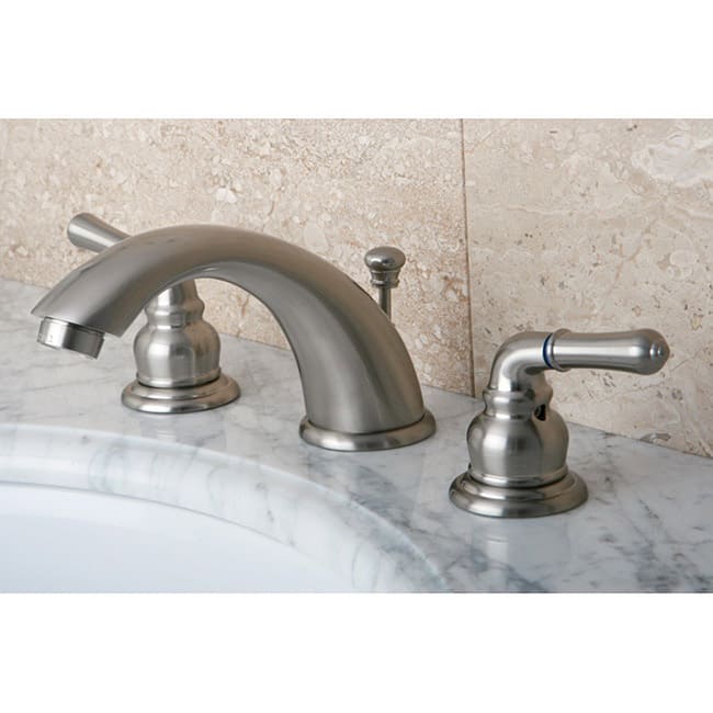 Kingston Brass Brushed Nickel Drip-Free Widespread Bathroom Faucet - satin