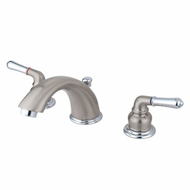 Satin Nickel And Polished Chrome Widespread Bathroom Faucet (Fabricated from solid brass material for durability and reliability4 to 8 inch widespreadDrip free washerless cartridge system Matching pop up is includedStandard US plumbing connections 0.5 inc