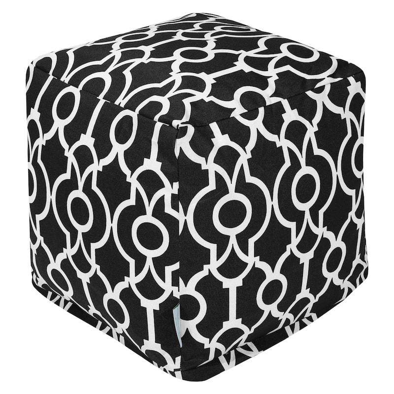 Majestic Home Goods Athens Indoor / Outdoor Ottoman Pouf Cube - Black