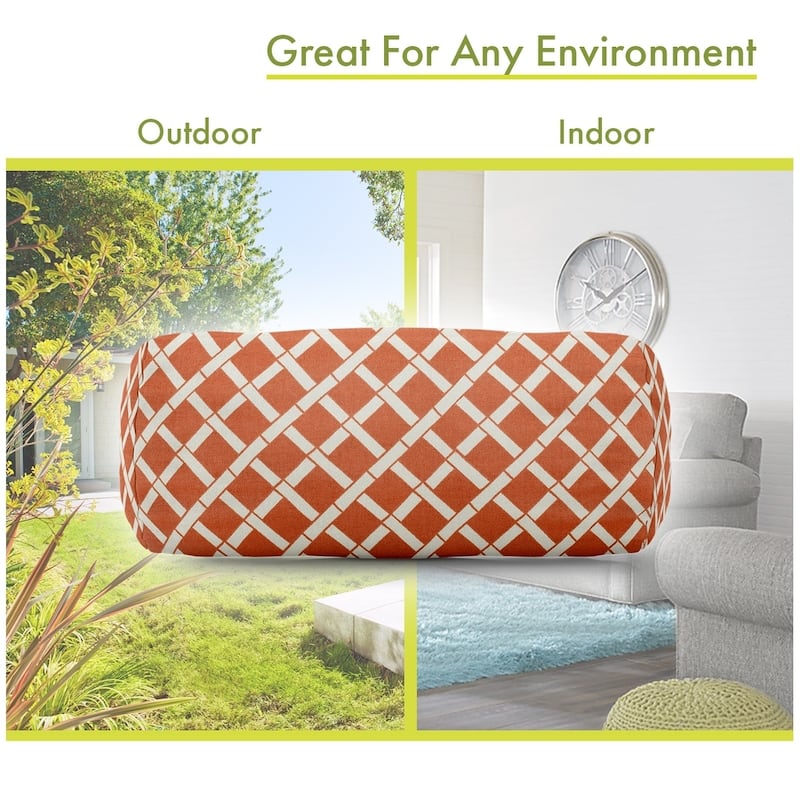 Majestic Home Goods Indoor Outdoor Bamboo Round Bolster Decorative Throw Pillow