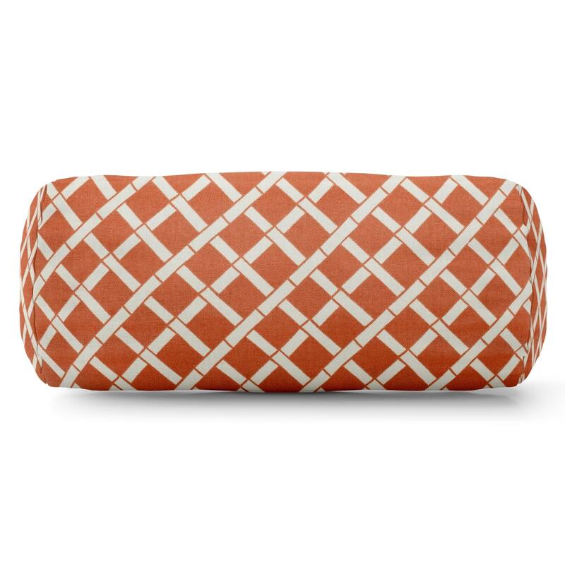 Majestic Home Goods Indoor Outdoor Bamboo Round Bolster Decorative Throw Pillow - Burnt Orange