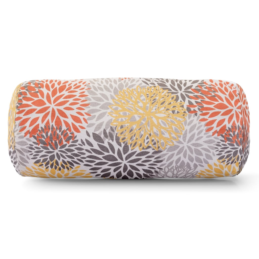 Majestic Home Goods Indoor Outdoor Citrus Blooms Round Bolster Decorative Throw Pillow