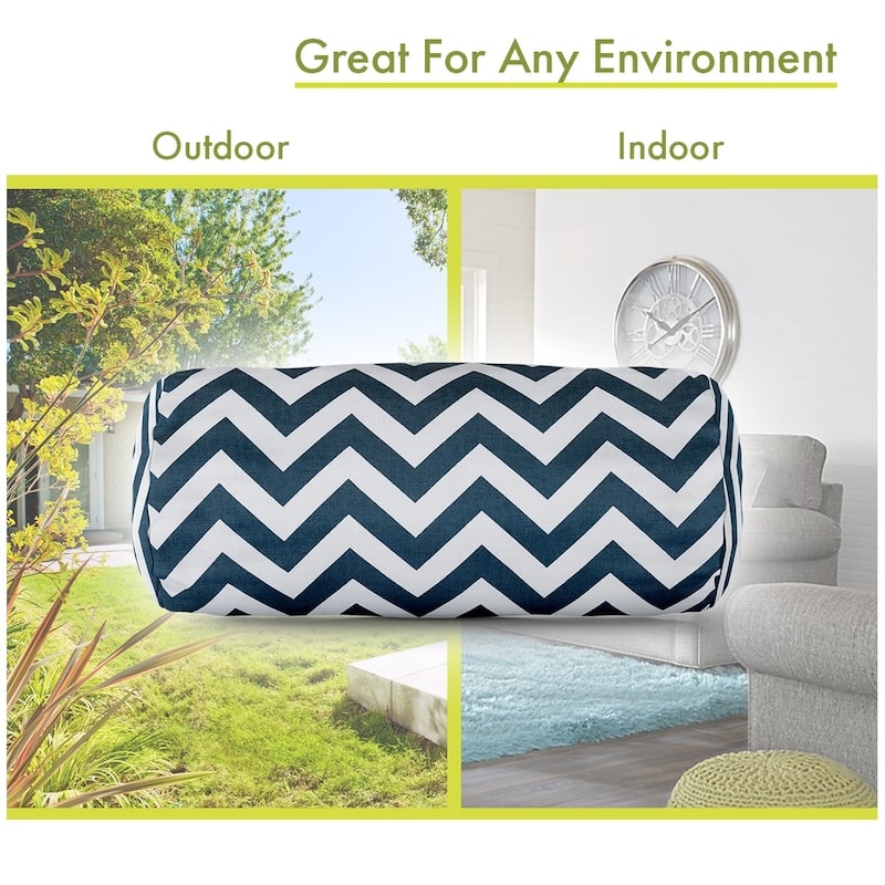 Majestic Home Goods Indoor Outdoor Chevron Round Bolster Decorative Throw Pillow